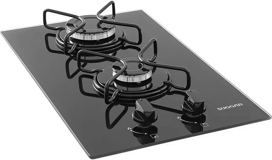 7. Cooktop a Gás Vidro Preto 2 Queimadores - Suggar