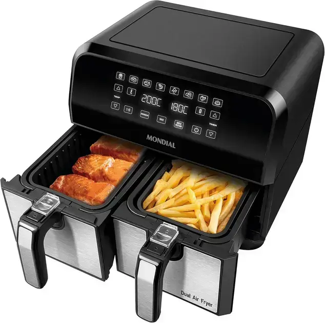 1. Fritadeira Air Fryer Dual Duplo Cesto 8L - Mondial